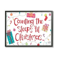 ; Broji broj spavača prije božićnih blagdana slika u crnom okviru umjetnički tisak zidna umjetnost