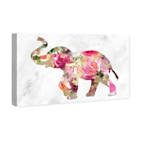 Wynwood Studio životinje zidne umjetničko platno ispisuje 'cvjetni slon' zoološki vrt i divlje životinje - ružičasta, zelena