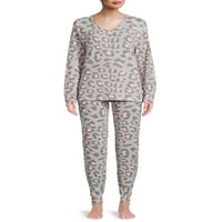 Ženski pidžama Set od francuskog frotirnog vrha i hlača s dugim rukavima, 2 komada