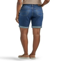 Ženske bermudske kratke hlače s manšetama srednjeg rasta