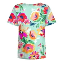 Ženske majice i bluze s printom, Plus-size vrhovi, proljetne bluze s okruglim vratom i kratkim rukavima, široke osnovne bluze.