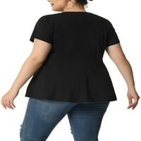 Jedinstveni prijedlozi Ženska majica kratkih rukava s peplumom na kopčanje veličine plus, napola na traci