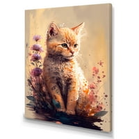 Dizajnerska umjetnost Slatka mačka cvjetna umjetnost na platnu zidna umjetnost