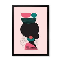 DesignArt 'Etnička geometrijska silueta Afroamerikanaca II' Moderni uokvireni umjetnički tisak