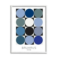 Stupell Industries Bauhaus Geometric Circle Squaz Sažetak sastav plava crna grafička umjetnost bijela uokvirena umjetnička print