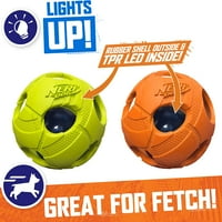 Raspon: 3,5-inčna LED igračka za pse u zelenoj i narančastoj boji.