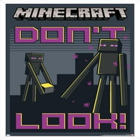 Minecraft - zidni poster Ne gledaj s drvenim magnetskim okvirom, 22.375 34