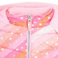 Ružičasta jakna za djevojčice s platinastim printom star, veličine 12 M - 4 T