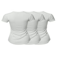 Ženska osnovna jednobojna majica s kratkim rukavima s kratkim rukavima s kratkim rukavima s okruglim vratom-Bijela