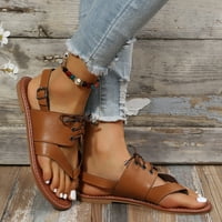 Ženske sandale s remenom za gležanj, sandale na petu s otvorenim prstima, ljetne boemske sandale na platformi, elegantne cipele za