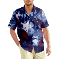 Muška havajska košulja kratkih rukava 4. srpnja, Dan neovisnosti, prednji gumbi, džep na prsima, ležerni top