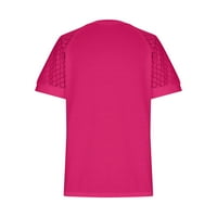 Košulje za žene ljetne Ležerne jednobojne čipkaste majice kratkih rukava s okruglim vratom