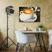 Zidna umjetnost s otiscima na platnu - kava cappuccino latte u obliku srca