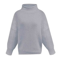 Kardigan džemperi za žene ženski modni džemper s ramena ležerni pleteni široki pulover s dugim rukavima u sivoj boji