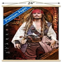 Diesne Pirati s Kariba: na čudnim plimama - drveni magnetski uokvireni zidni plakat Johnnieja Deppa, 22.375 34