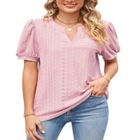 Ženska majica s kratkim rukavima s kratkim rukavima s otvorenim ljetnim vrhovima majica s kratkim rukavima s kratkim rukavima s kratkim
