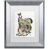 Zaštitni znak likovna umjetnost 'Pony Tails' platno umjetnost Jenny Newland, White Matte, Silver Frame