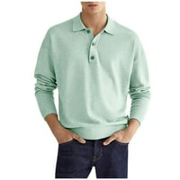 Donji dio, novi pulover, jednobojni, s reverima i gumbima, Ležerne muške bluze dugih rukava, zelena