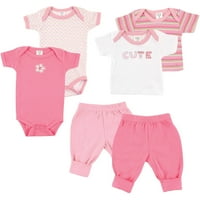 6-dijelni set za novorođenu djevojčicu, ružičasta
