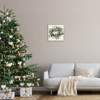 & Sretan Božić botanički vijenac grafika zidni ispis u sivom okviru dizajn Kim Allen