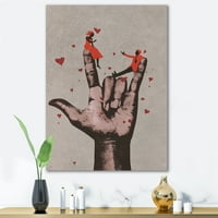 DesignArt 'Volim te ručni znak s romantičnim par' Modern Canvas Wall Art Print