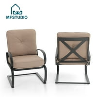 Studio Patio C-Spring Motion Metal Stolice za blagovaonice s konzolnim bazom i 3,9 Jastuk za blagovaonicu, dvorište, trijem, vrt