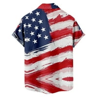 muške ljetne košulje, Vintage lagana bluza s kratkim rukavima s kratkim rukavima s američkom zastavom, svečani vrhovi u stilu