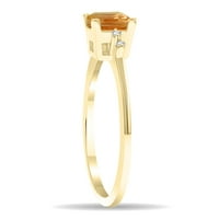 Ženski prsten od citrina i dijamanta četvrtastog oblika u žutom zlatu od 10 karata