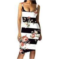 Ženska haljina Rasprodaja ženski trendovi ležerna ljetna haljina s kratkim rukavima s ramena s printom s okruglim vratom, Crna 51834