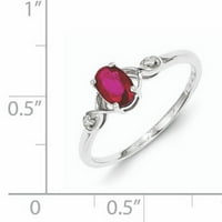 Prsten od primarnog srebra s rodijevim dijamantom i ovalnim rubinom