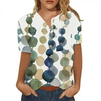 Ženske košulje s okruglim vratom Ležerne jednostavne cvjetne svečane slatke košulje ljetne bluze široki vrhovi kratkih rukava