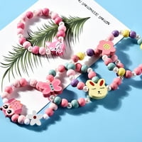 Dječja kreativna Elegantna crtana šarena narukvica s cvijećem u obliku srca ogrlica set nakita za djecu