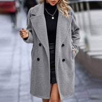 ; / Ženska jakna, kaput s dugim rukavima, jednobojne široke udobne jakne s džepovima na kopčanje, Plišana topla jakna, jesenska odjeća,