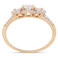 Vjenčani prsten Miabella s bijelim сапфиром T. G. W. u 1 karat i dragulj T. W. u 10 karata od ružičastog zlata sa tri kamenjem Halo