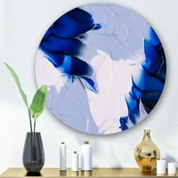 DesignArt 'Sažetak bijelog i plavog sivog valova' Moderni krug metal zida - disk od 23 godine