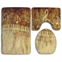 Retro tipke za klavir glazbene note Set prostirki za kupaonicu prostirka za kupaonicu konturna prostirka i poklopac zahoda
