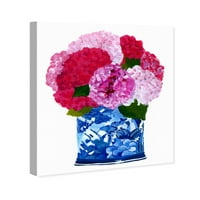 Wynwood Studio cvjetni i botanički zidni umjetnički platno ispisuje 'Julianne Taylor - Hyndrangeas vaza' Flolors - Plava, ružičasta