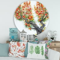 Dizajnerska umjetnost cvjetajuće cvijeće starog stabla u proljeće Tradicionalni kružni metalni zidni umjetnički disk od 36