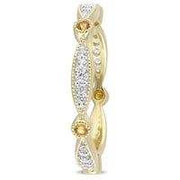 Ženski prsten od bijelog safira i žutog Safira od žutog zlata s bljeskalicom od srebra