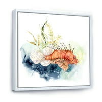 Morske alge i lavovi s koraljnim grebenom i laminarijom uokvirena umjetnička grafika na platnu