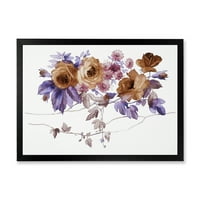 DesignArt 'ljubičasti divlji cvjetovi na bijelom IV' tradicionalni uokvireni umjetnički tisak