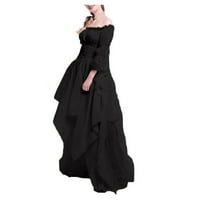 Ženska retro haljina s lepršavim rukavima s crnom retro suknjom s napuhanim rukavima