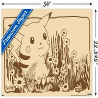 Pokemon i Pikachu zidni poster u boji sepije, 22.375 34