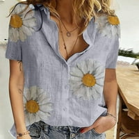 Ženska bluza Plus size ležerna ljetna košulja kratkih rukava s printom na kopčanje gornja bluza