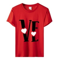 Ženske i Muške majice za Valentinovo s okruglim vratom s printom srca i ljubavi tunika kratkih rukava majice casual široka majica