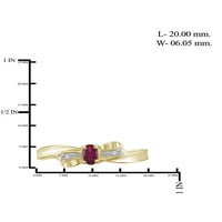 Jewelersclub rubin prsten nakit za rođenje - 0. karat rubin 14k zlatni nakit od srebrnog prstena s bijelim dijamantnim naglaskom