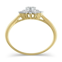 Carat T.W. Sjajne fini nakit Ovalni kompozitni dijamantni zaručnički prsten u 10kt žutom zlatu, veličina 8