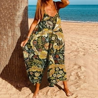 Ženske ljetne široke hlače za plažu Plus Size s elegantnim cvjetnim printom širokih nogavica