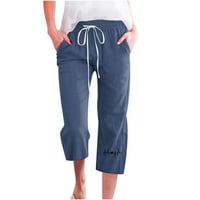 Ženske široke hlače s visokim strukom s elektrokardiogramom, Ležerne široke hlače s džepovima, udobne hlače, ravne tamnoplave hlače