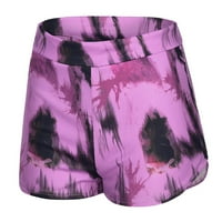 Ženske jogging kratke hlače za satove joge, kratke hlače s printom u vrućoj ružičastoj boji u boji